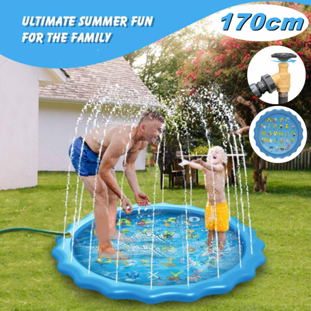 【Thailand stock】170CM water spray mat 3 in 1 lace play pad PVC material large children swimming pool เสื่อเกมลูกไม้พีวีซีวัสดุสระว่ายน้ําสําหรับเด็กขนาดใหญ่