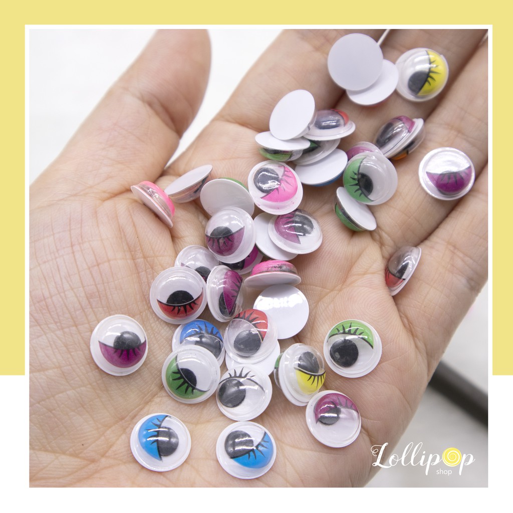 Sale ตากลิ้งแบบแปะคละสี มีขนตา ขนาด 6, 7,8 mm 10 คู่