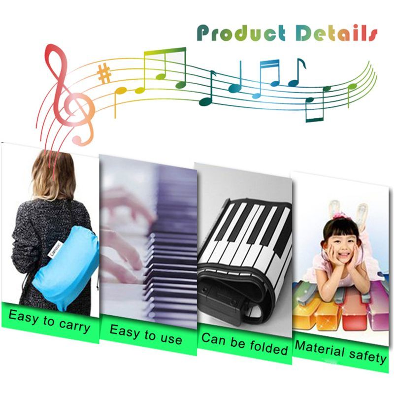 49 key speaker hand roll electronic piano portable folding electronic soft keyboard roll up the piano