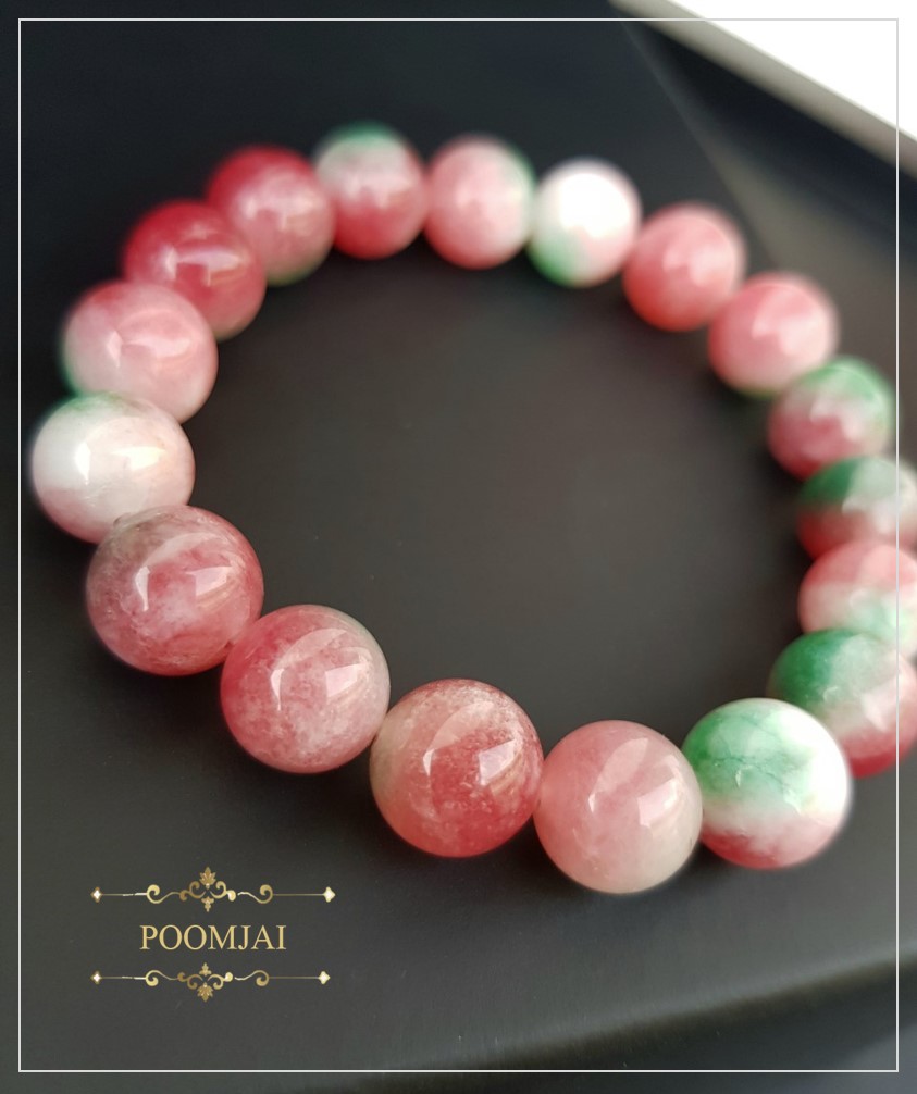 POOMJAI - กำไลหินฮก ลก ซิ่ว กำไลหินมงคล กำไลหินแท้ กำไลหินธรรมชาติ Lucky Stone ขนาด 10 มิล หินนำโชค หินมงคล ความสุข บุญบารมี อายุมั่นขวัญยืน