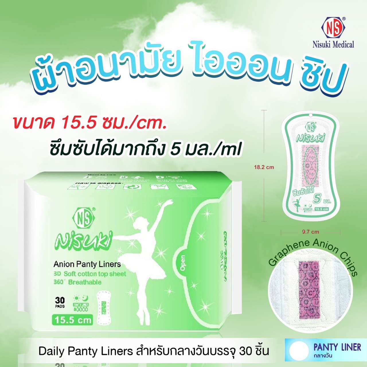 แผ่นอนามัยไอออน Anion Daily Panty Liner