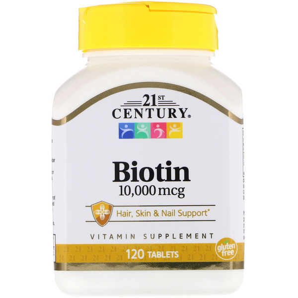 ไบโอติน USA Biotin ,21st Century 10,000 mcg. 120 เม็ด อาหารเสริมสำหรับผิว เล็บ ผม