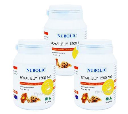 Nubolic Royal Jelly 1500 mg. 6%10HDA นมผึ้ง นูโบลิก ปรับสมดุล คืนความอ่อนเยาว์ สำหรับร่างกาย มีวิตามินซี วิตามินบี (30 แคปซูล - 3 ขวด)