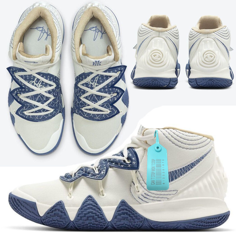 Nikeโอเว่นs2ผูกย้อมสีขาวน้ำเงินอมน้ำตาลep hybrid kyrieโอเว่นse2รองเท้าต่อสู้บาสเกตบอลลุงดึง