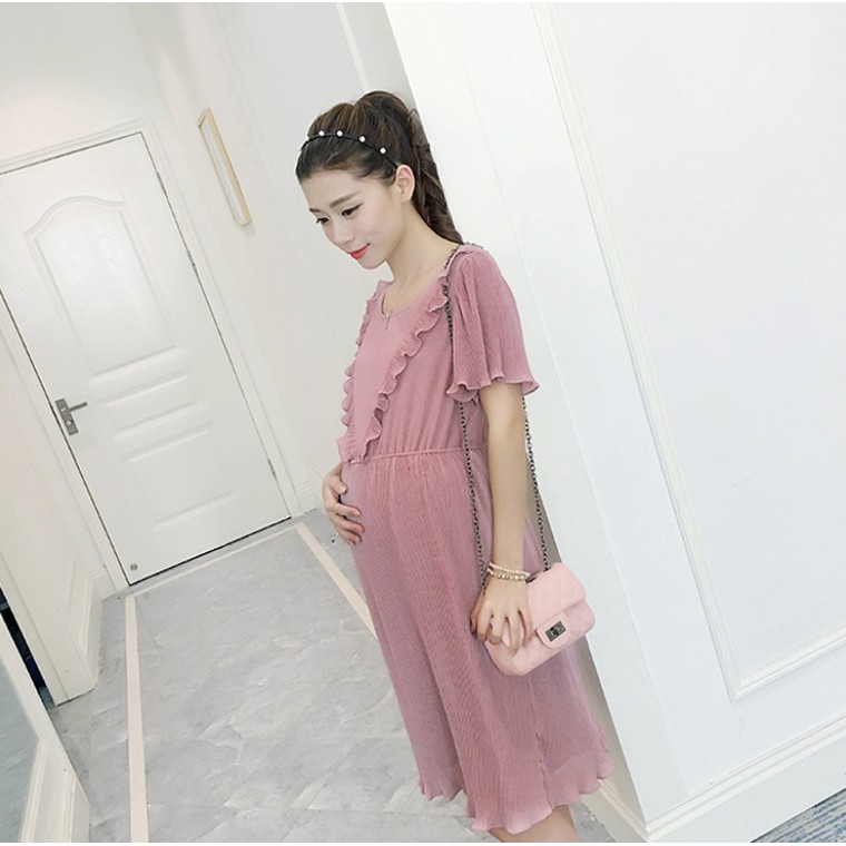 ?พร้อมส่งจากไทย?Quilla ชุดคลุมท้อง ชุดคุณแม่ตั้งครรภ์ ชุดเดรสยาว Maternity Dress