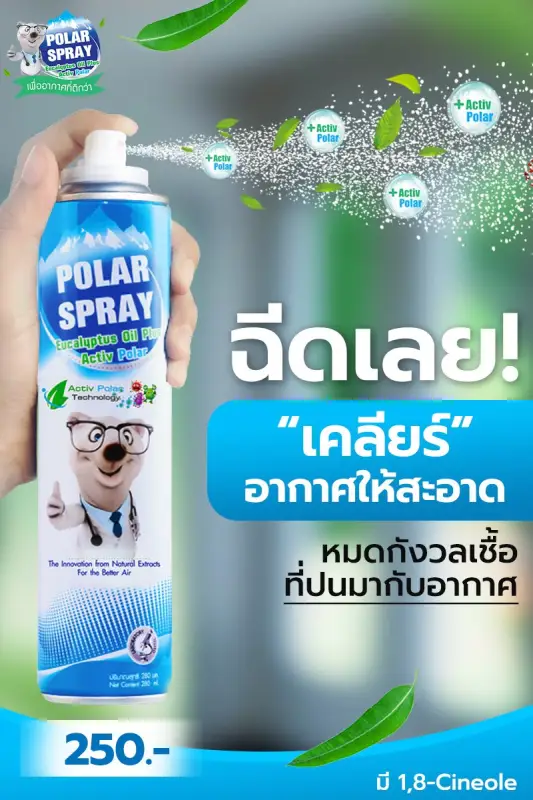 ภาพสินค้าPolar Spray Eptus Oil Plus โพลาร์ สเปรย์ ยูคาลิปตัส แพ็ค3ขวด (280ml.x3) THREE CAN จากร้าน PharmYaPharmacist บน Lazada ภาพที่ 8