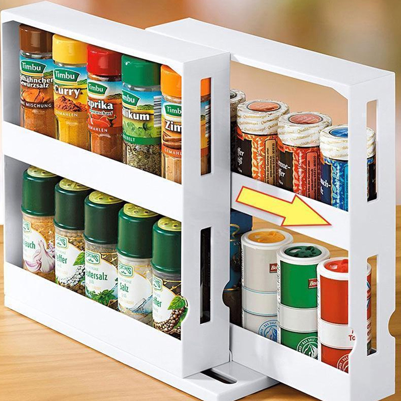 Kitchen Rotating Rack Tray for Condiments Spice Storage Bottles Lazy