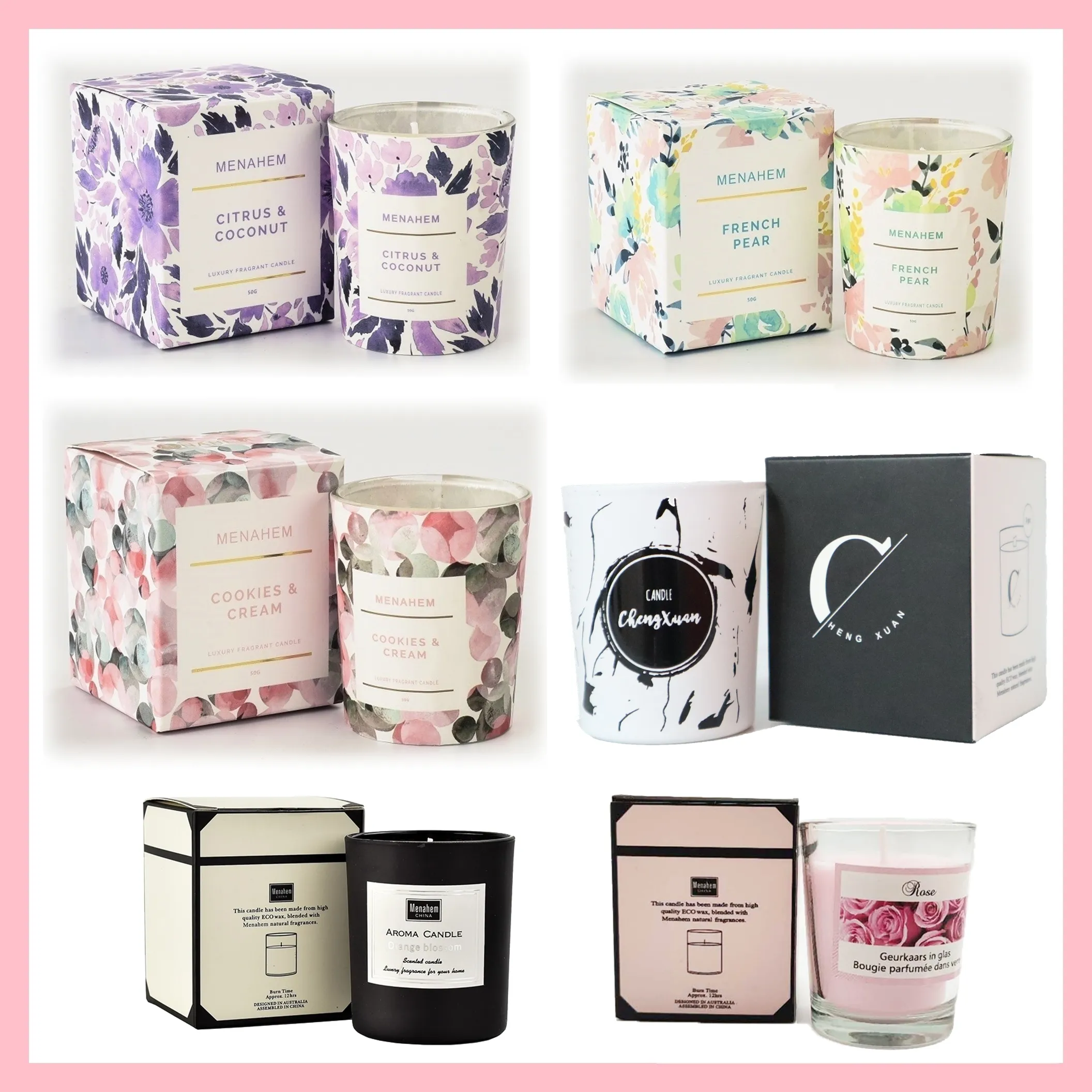 เทียนหอม เทียนหอมอโรม่า AROMA CANDLE เทียนหอมไขถั่วเหลือง ขนาดเล็ก 50g.