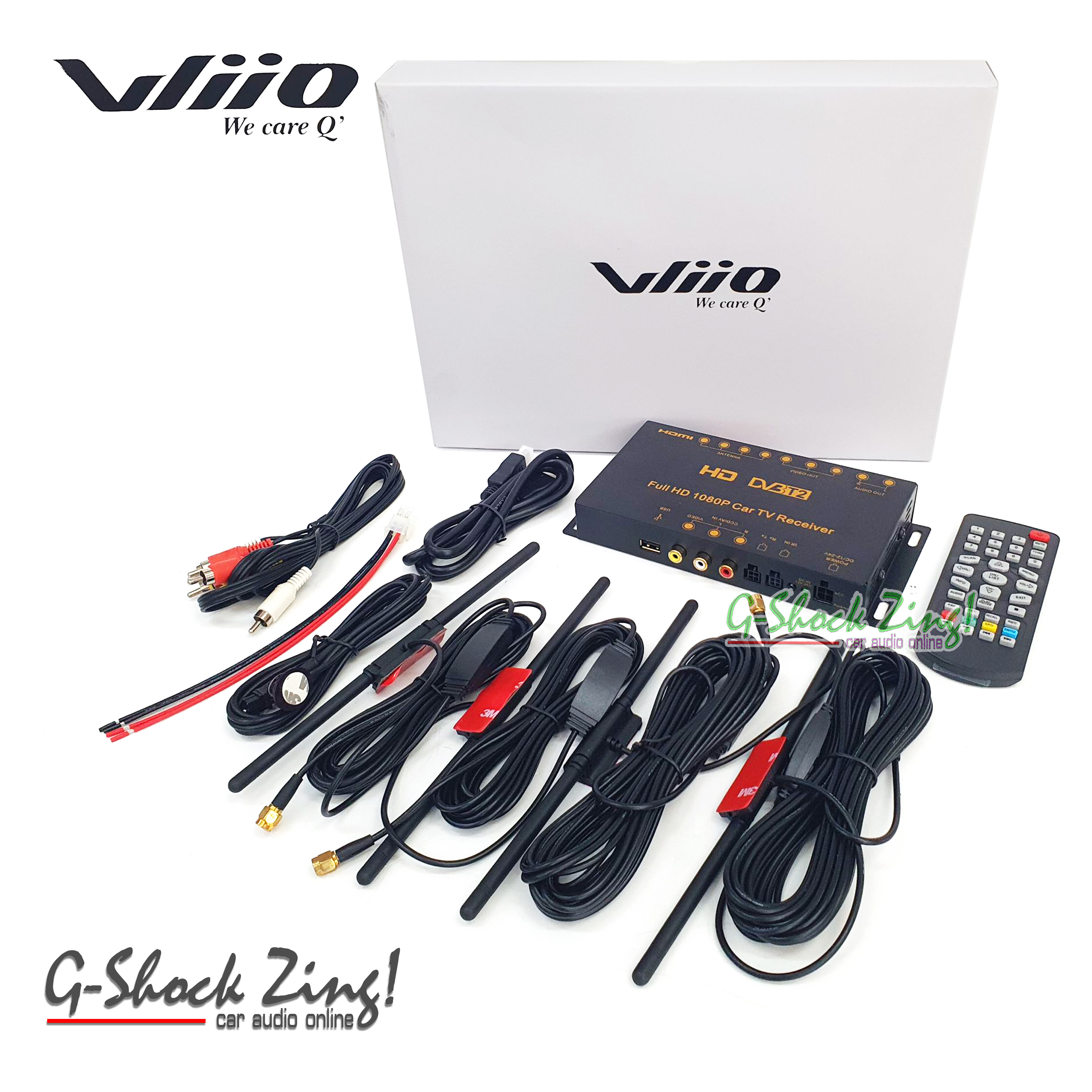 Wiio กล่องรับสัญญาณทีวีดิจิตอลติดรถยนต์ 4 เสา 4 จูนเนอร์ รองรับความเร็วได้ถึง 180 km/h ภาพคมชัด สัญญาณเสถียร มีช่องต่อ HDMI และ USB WIIO รุ่น HD-DVB T2
