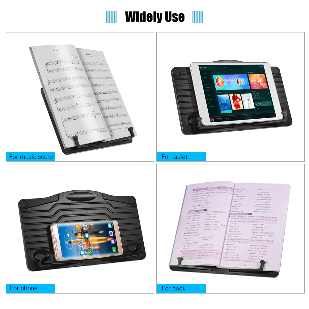 [okoogee]Mini Desktop Music Stand Cookbook Tablet Smartphone Book Reading Document Stand Holder Lightweight ABS Material Black