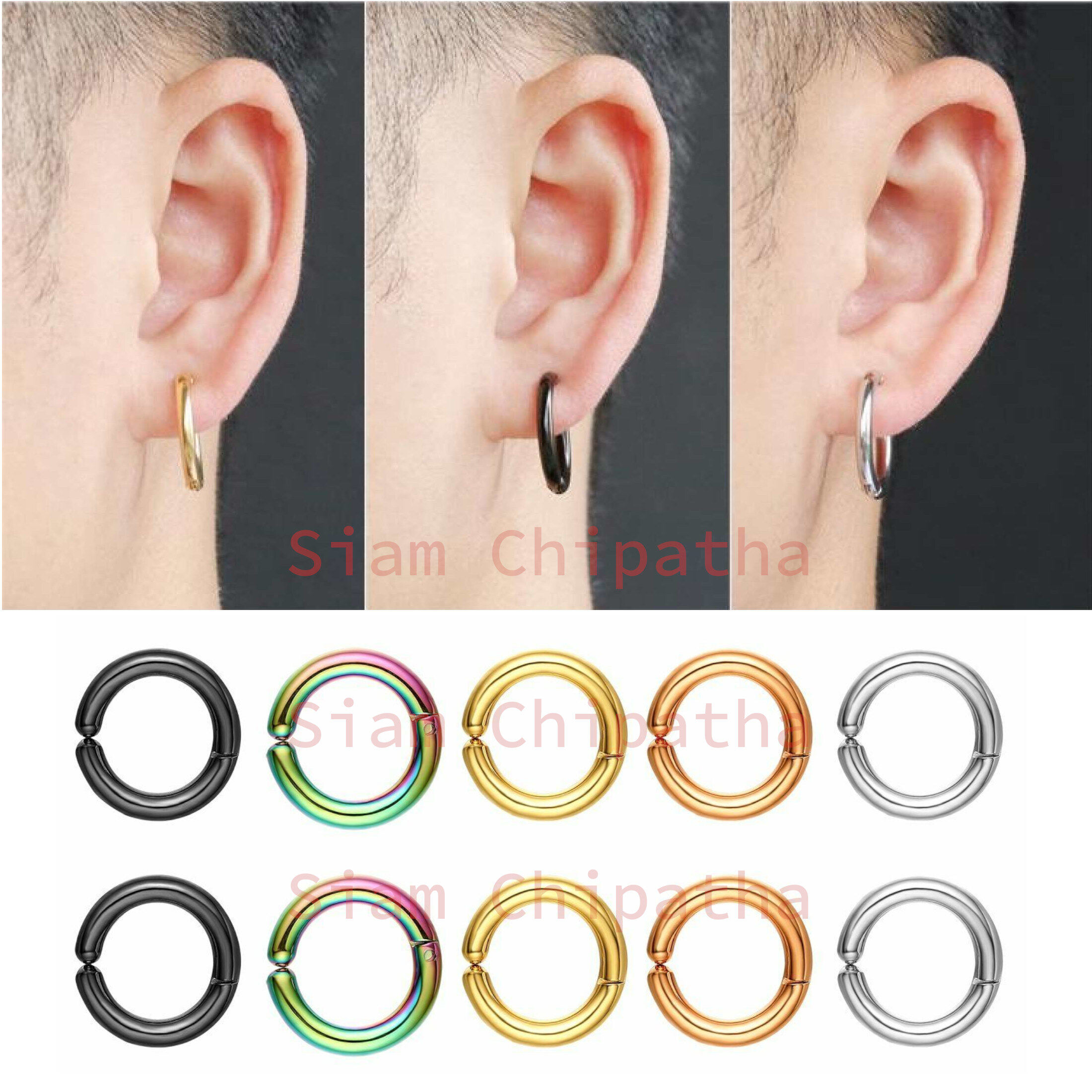 ต่างหูหนีบสไตล์เกาหลี. ไม่จำเป็นต้องเจาะ  | Simple Clip on earrings Korean Style Non piercing - 1 ข้าง