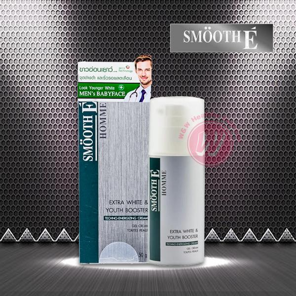 Smooth e for men homme extra white and youth booster gel cream 50 g สมูทอี ครีมบำรุงผิวหน้า สำหรับผู้ชาย มอยซ์เจอไรเซอร์ บำรุงผิวหน้า