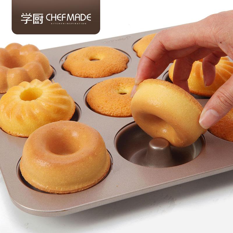 Chefmade Chef Made 12 Cốc Không Dính Mini Bí Lốc Xoáy Khuôn Bánh Donut