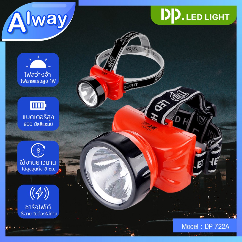 (Promotion+++) DP LED Light รุ่น LED-722A ไฟฉายแบบสวมหัวได้ ถูก ไฟฉาย ไฟฉาย แรง สูง ไฟฉาย ดำ น้ำ ไฟฉาย คาด หัว ราคาถูก ไฟฉาย ดํา น้ํา ไฟฉาย ดํา น้ํา ลึก ไฟฉาย ดํา น้ํา ยิง ปลา ไฟฉายดำใต้น้ำ