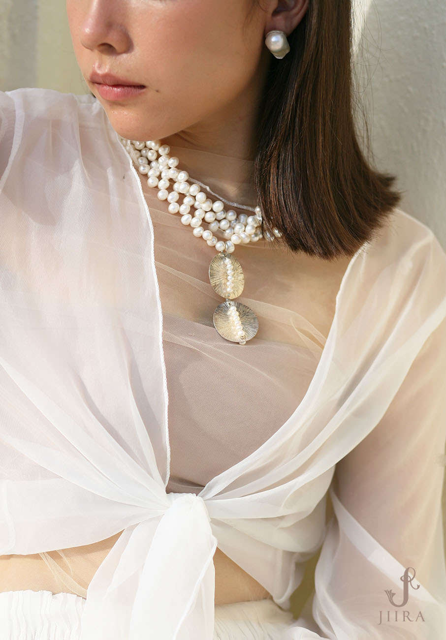 JIIRA -Natura Collection - pearl & Karen silver hand craft Necklace จิระ เนทูร่า คอลเลคชั่น สร้อยคอไข่มุกน้ำจืดแท้  และเงินแท้ กระเหรี่ยง