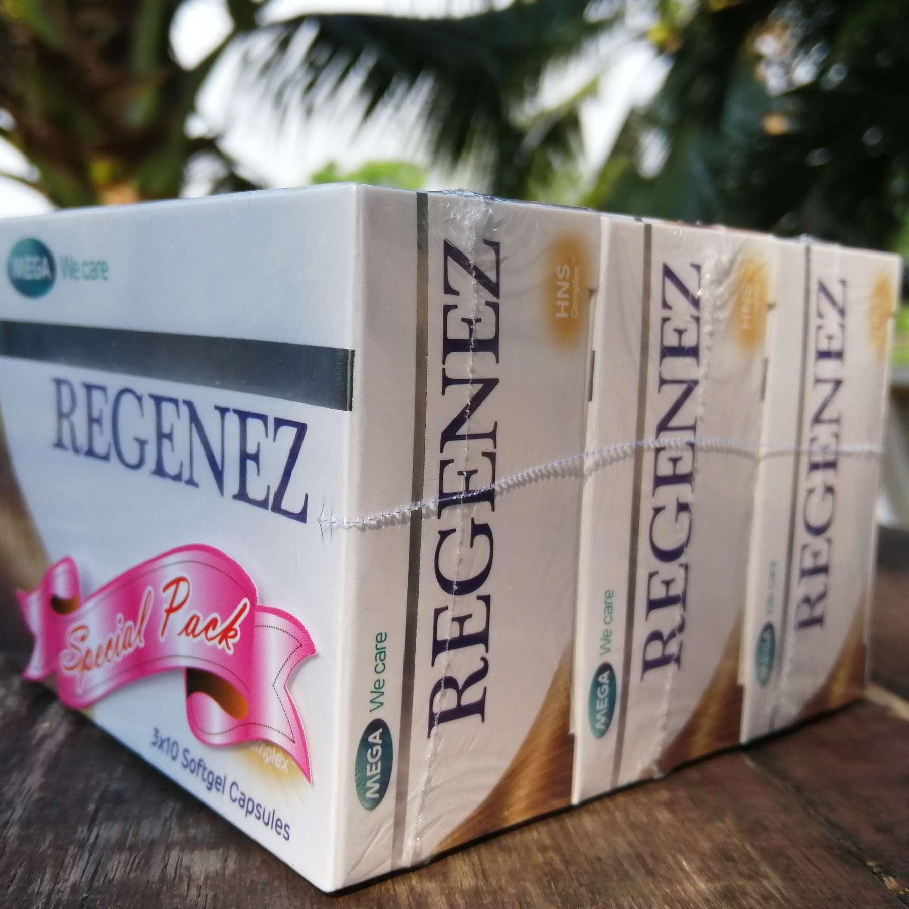 Mega we care Regenez สำหรับผู้มีปัญหาผมร่วง ผมบาง ผู้ที่มีปัญหาผมแห้ง แข็ง ชี้ฟู 30 แคปซูล (3กล่อง) ราคาประหยัด