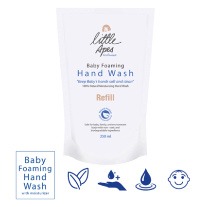 โฟมล้างมือสำหรับเด็ก สกัดจากธรรมชาติ Little Apes Natural Baby Foaming Hand Wash 250 ml. 1 ขวด + Little Apes Baby Foaming Hand Wash Refill 250 ml. 1 ถุง