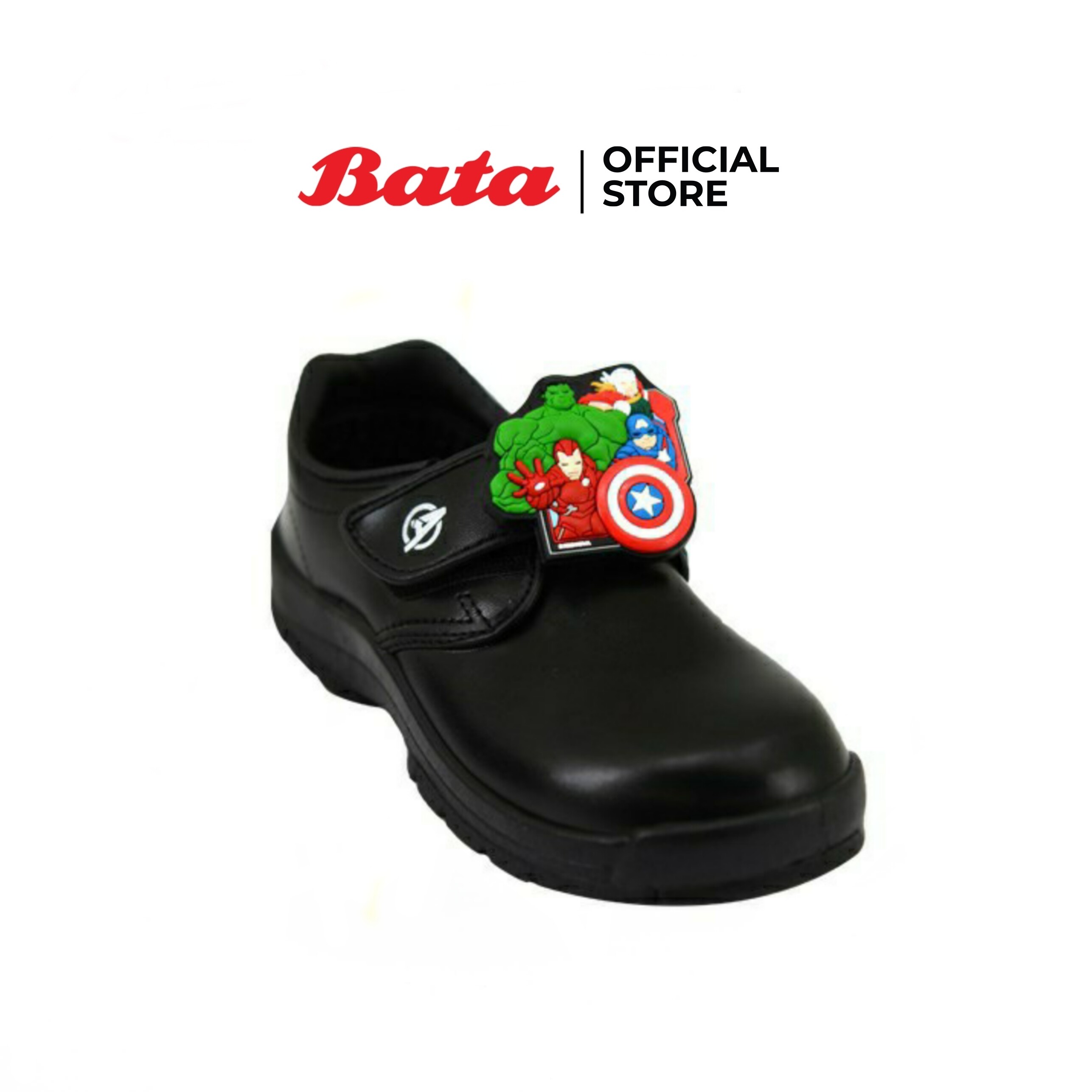 Bata บาจา รองเท้านักเรียนเด็กชาย AntiBac ลดกลิ่นอับ ลาย MARVEL แบบแปะปรับขนาดได้ School Shoes สีดำ รหัส 3416779 สี ดำ ขนาด EU 35 สี ดำขนาด EU 35