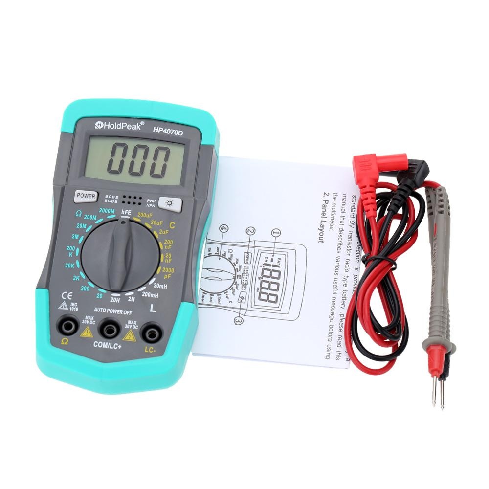 Đồng Hồ Vạn Năng Kỹ Thuật Số Mini HoldPeak HP4070D Kiểm Tra Bóng Bán Dẫn Điện Cảm Điện Dung Điện Trở