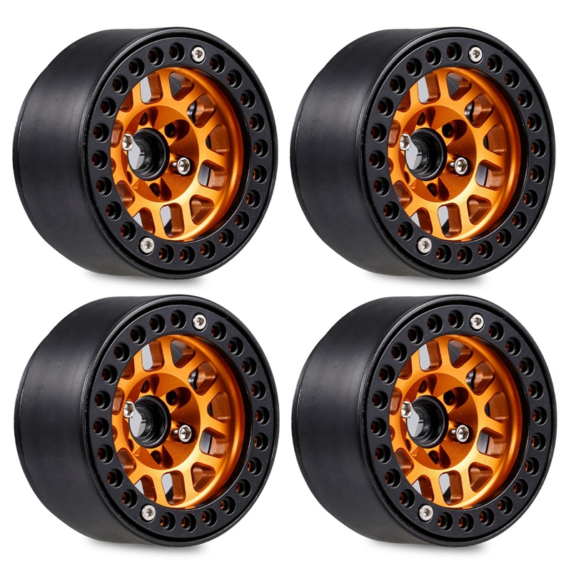 RC Beadlock Rims Wheel Weights For Aluminum Rims 2PCS Metal 1.9 Inch Wheel Hub Rim Beadlock For 1/10 RC Crawler Car TRX4 SCX10 Axial Capra 1.9 4ws Upgrades 1.9 Beadlock Rims
