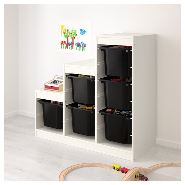 Storage combination, white, pink, 99x44x95 cm - White, different colors
