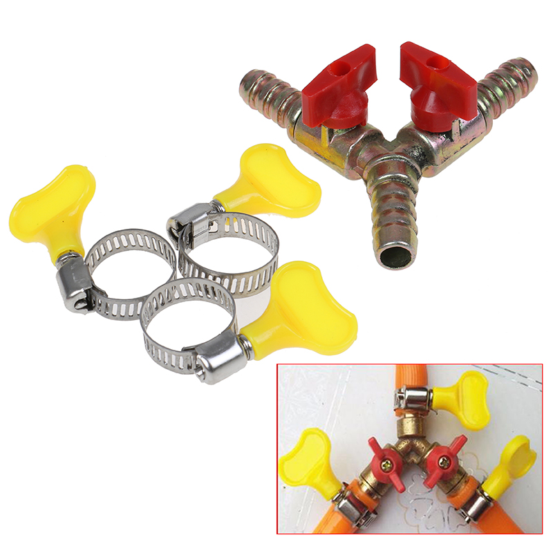 Uni 🔥hot sale🔥y type 3 way shut off ball valve with clamp fitting hose barb fuel gas 8mm