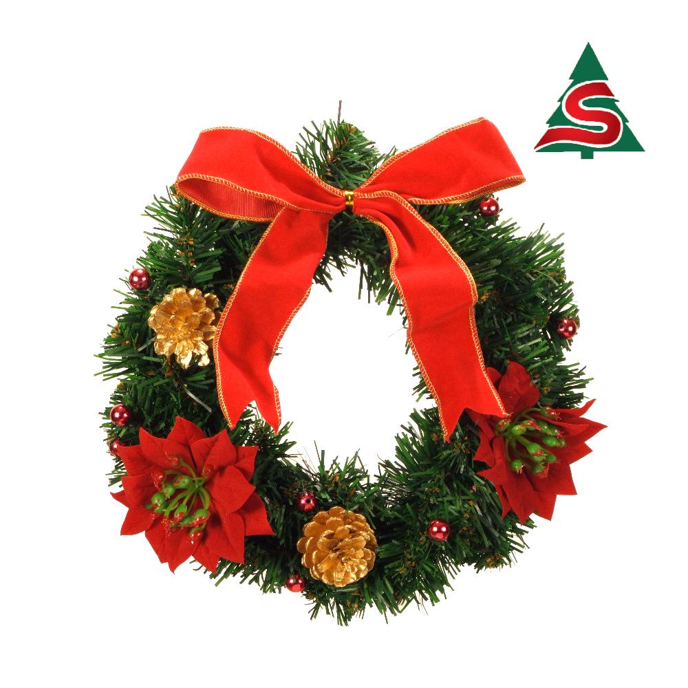 หรีด ขนาด 10 นิ้ว ตกแต่งดอกคริสต์มาส Christmas Wreath 10