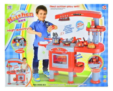 KIDTOYS ของเล่นชุดเครื่องครัวจำลอง พร้อมสติ๊กเกอร์สุดน่ารัก  ขนาด ยาว 52*กว้าง 33*สูง 67 ซม.