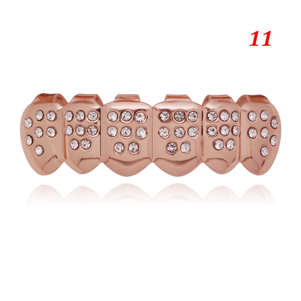 JAYQQ Gangsta Trang sức cơ thể Mạ vàng Hiphop Top andamp; Bottom Grillz Nắp răng Teeth Grillz Bộ khuôn