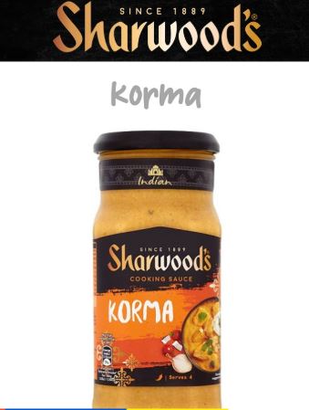 Sharwood's Korma Indian Cooking Sauce 420g ซอสสำหรับทำอาหารอินเดียโกร์มะ