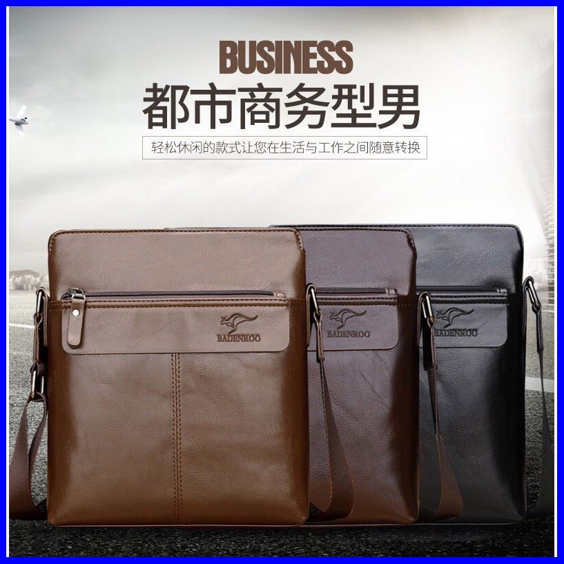กระเป๋าสะพายข้าง BADENROO กระเป๋าหนัง สำหรับผู้ชาย มี 3 สี(ดำ/น้ำตาลอ่อน/น้ำตาลเข้ม) ด่วน ของมีจำนวนจำกัด