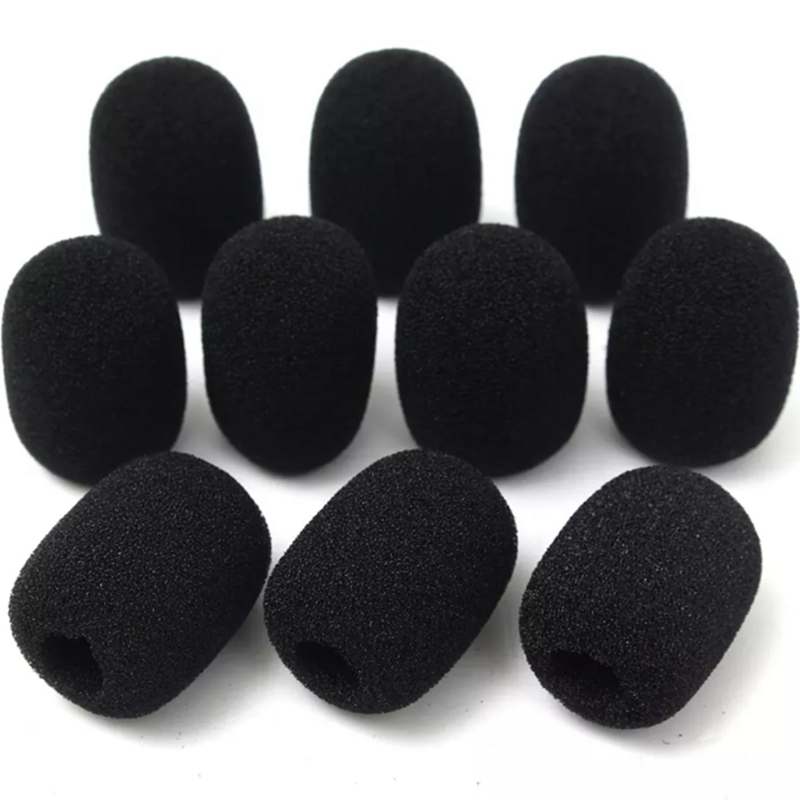 100Pcs Microphone Headset Grill Windshield Sponge Foam Black Mic Cover 30mmx8mm