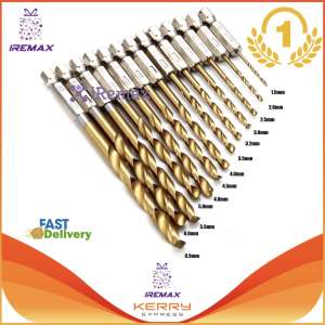 iRemax ชุดดอกสว่านสวมเร็วเคลือบไทเทเนียม 13 ชิ้น ขนาด 1.5-6.5mm iRemax ชุดดอกสว่านสวมเร็วเคลือบไทเทเนียม 13 ชิ้น ขนาด 1.5-6.5mm