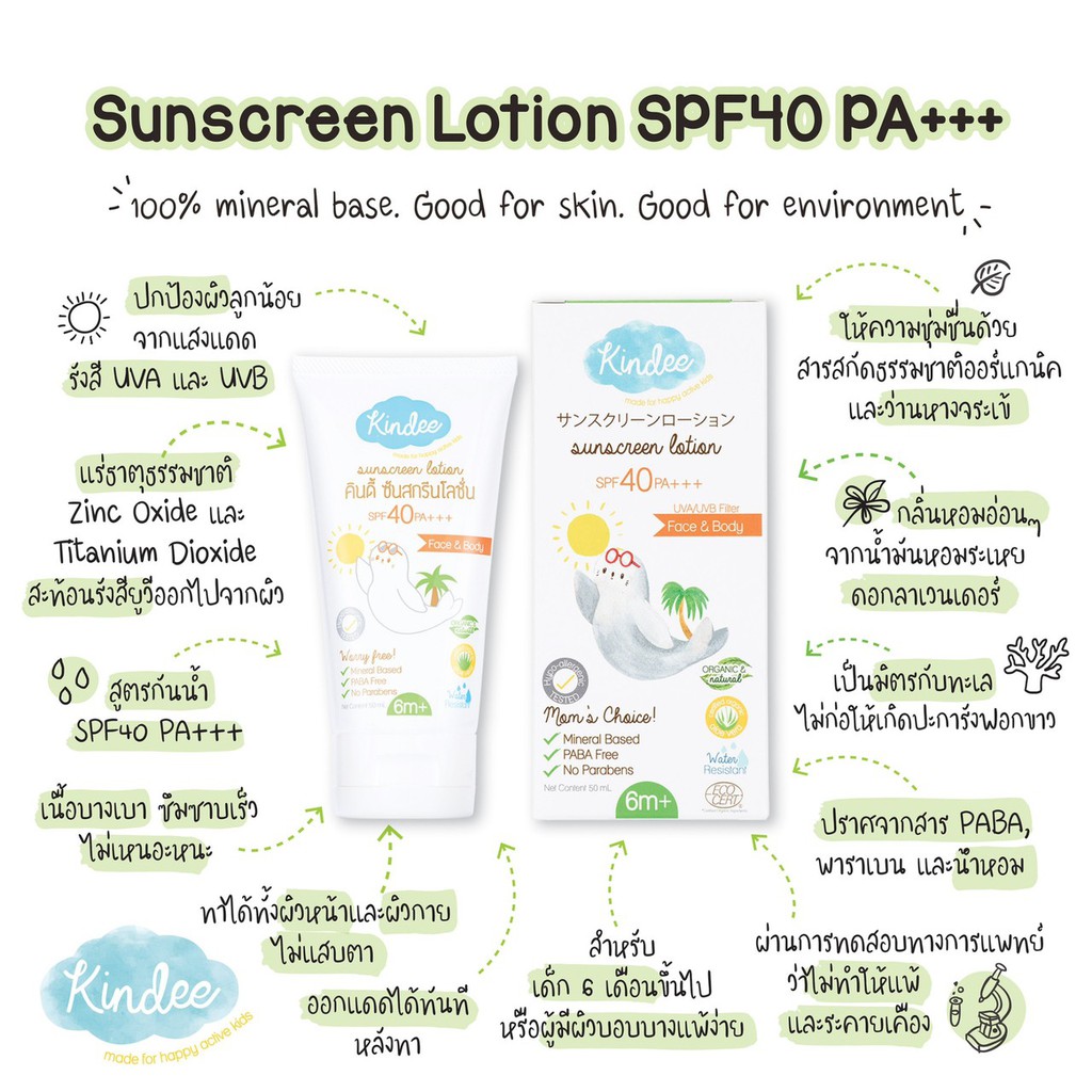 คินดี้ ซันสกรีน SPF40 PA++++ (กันน้ำ) 50 มล.