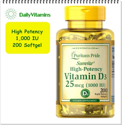 Puritan Vitamin D3 1000 IU 200 Softgels