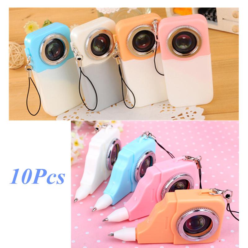 Office Stationery-New Cute Creative Colorful 10 PC Camera Shape Roller Ballpoint Pen Great Gift for Child/Boy/Girl/Student