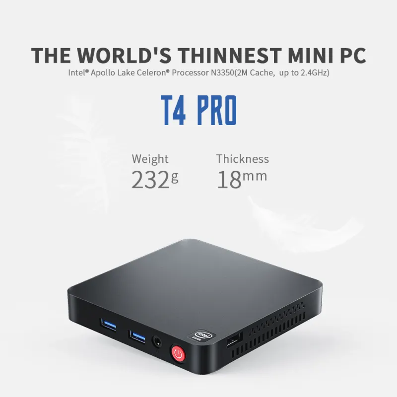 ภาพหน้าปกสินค้าใหม่ T4 PRO มินิพีซี Mini PC 4GB + 64GB Intel Celeron N3350 Dual-Core Blth 2.4G/5G WIFI Dual HDMI รองรับ 4K จอแสดงผล Gigabit Internet Mini Computer จากร้าน Qonzo บน Lazada