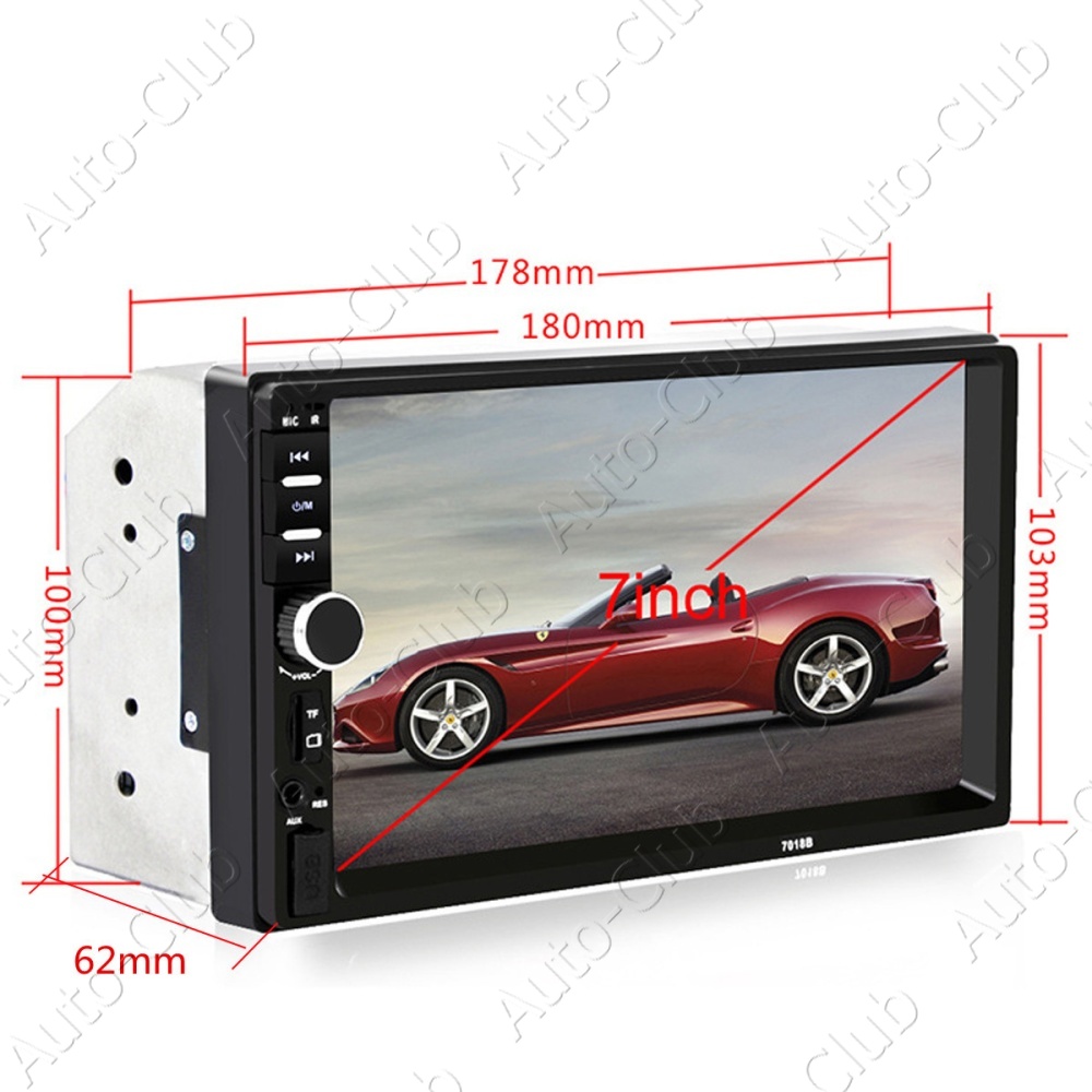 2 Din 7018B เครื่องเสียงรถยนต์ 7 นิ้ว HD วิทยุติดรถยนต์ Bluetooth FM ...