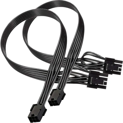 6 Pin PCIe to 8(6+2) Pin PCIe Adapter Power Cable PCIe 6 Pin Female to 8(6+2) Pin Male Power Cable 13 Inches (2 Pack)