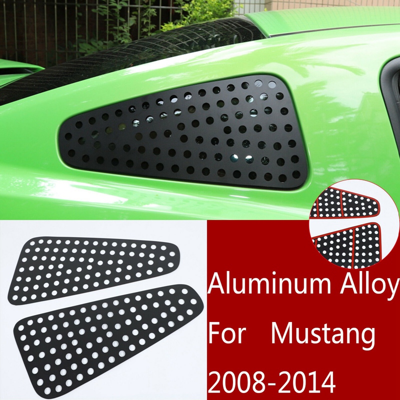 2X Aluminum Alloy Rear Triple-cornered Window Glass Louver Trim Fit for Ford Mustang 2008-2014