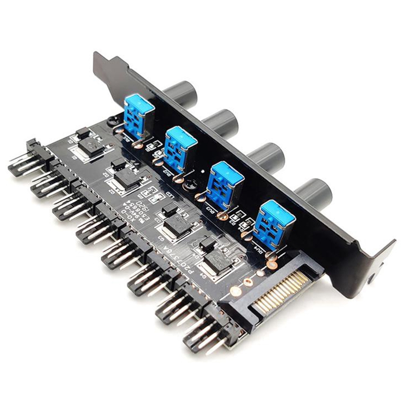 Chassis Baffle Pci Bit Fan Speed Controller 8Way 4-Knob Hub Radiator External Speed Control Switch for Desktop Computers