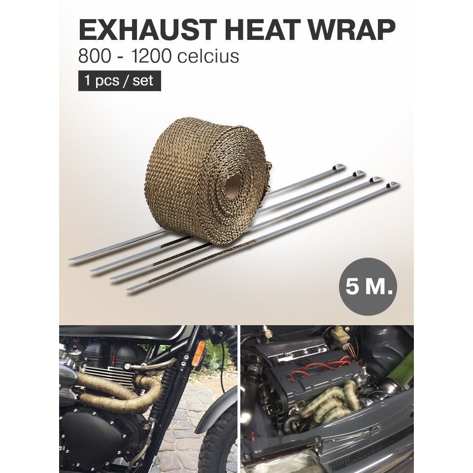 ?ส่งจากไทย? ผ้าพันท่อไอเสีย 5 เมตร ผ้าพันท่อ ฉนวนกันความร้อนหุ้มท่อไอเสีย ทนความร้อนได้อย่างดี Exhaust Heat Wrap Hot sale！