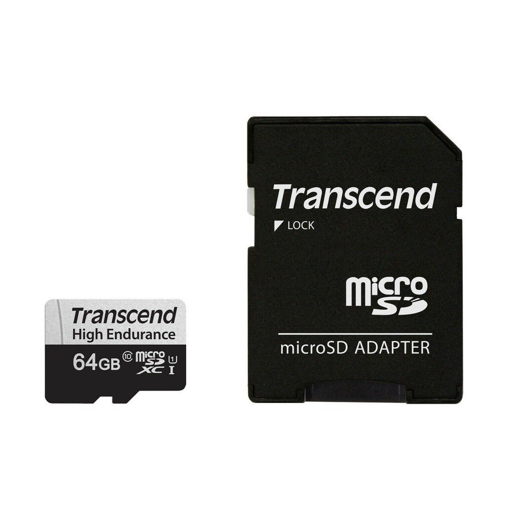 เครื่องบันทึกการขับขี่ กล้องติดรถยนต์ เมมโมรี่ Transcend MicroSD High Endurance รุ่น 350V เมม64GB เมมTranscend 64GB เมมก
