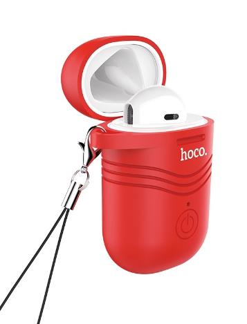 HOCO E39 Wireless headset single earphone ชุดหูฟังบลูทูธเดี่ยวพร้อมไมโครโฟน V5.0 พร้อมกล่องชาร์จ 180mAh (หูฟังสีขาวซิลิโคนสีแดง)