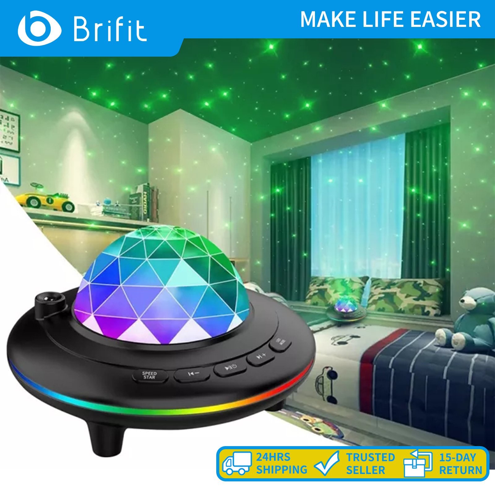 Brifit đèn đêm hình bầu trời đầy sao đèn chiếu ngôi sao nhạc với đèn máy chiếu tinh vân thiên hà từ xa bluetooth cho trẻ em trẻ em người lớn
