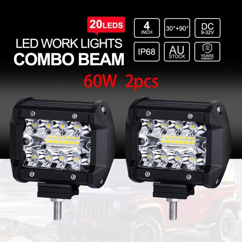 เเพค 2 ชิ้น LED SPOT BEAM US 200W ไฟสปอร์ตไลท์รถยนต์ ไฟหน้ารถ ไฟท้าย 12V เเสงขาว