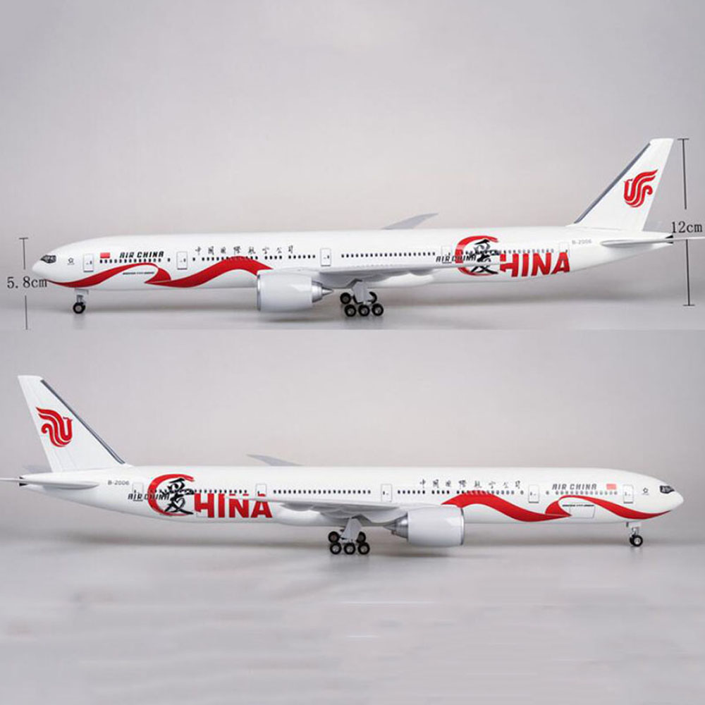 Air China Boeing 777 Aircraft Model with LED Light (Touch or Sound Control) Plane for Decoration