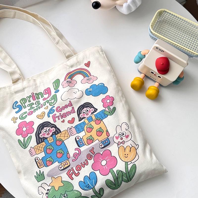 Tote Bag กระเป๋าผ้าสุดคิ้วท์ เนื้อผ้าดี สีสวย ลายสกรีน น่ารัก กระเป๋า ...