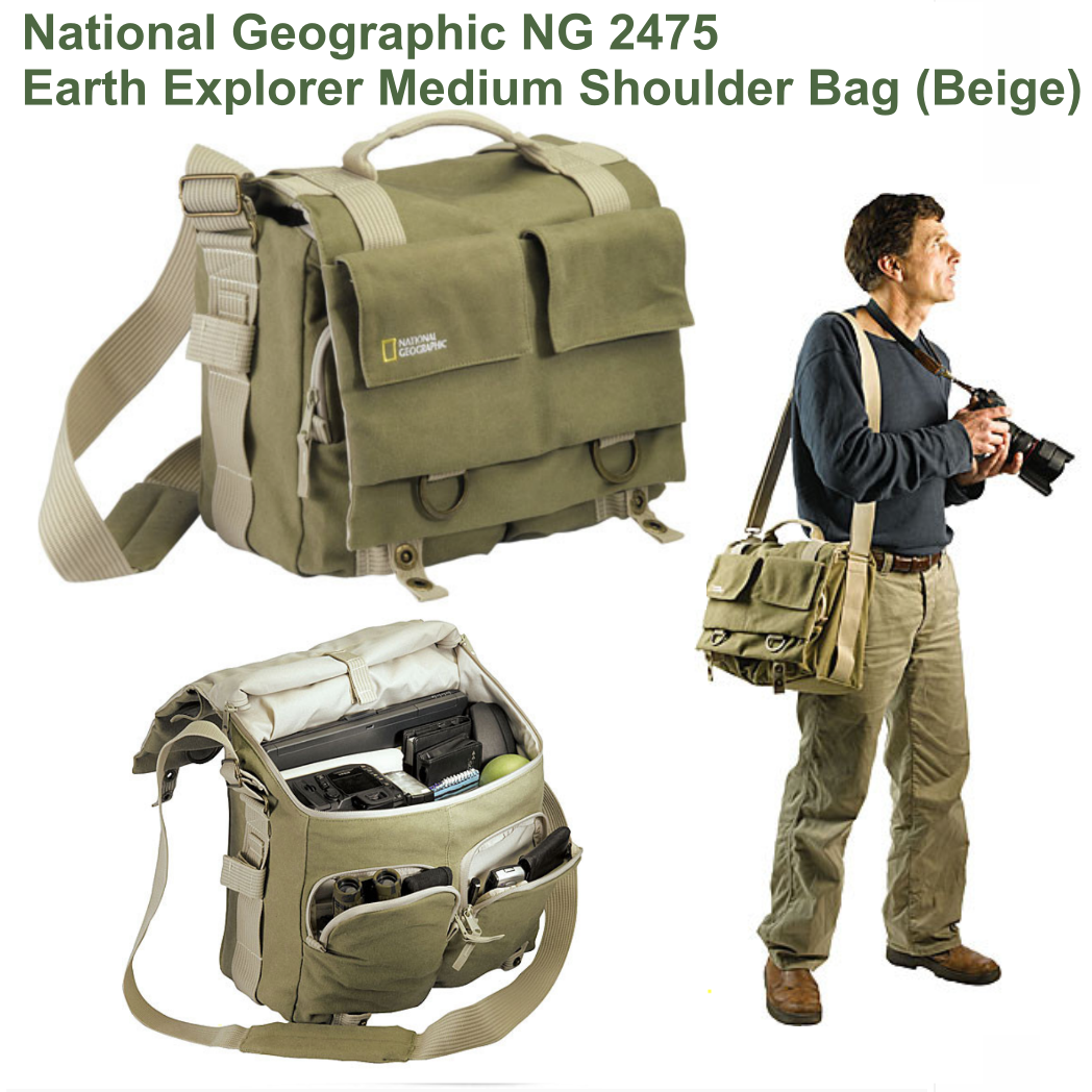 NG2475 National Geographic NG 2475 Earth Explorer Medium Shoulder Bag (Beige) กระเป๋าสำหรับใส่กล้อง  ส่งฟรี รับประกัน5ปี