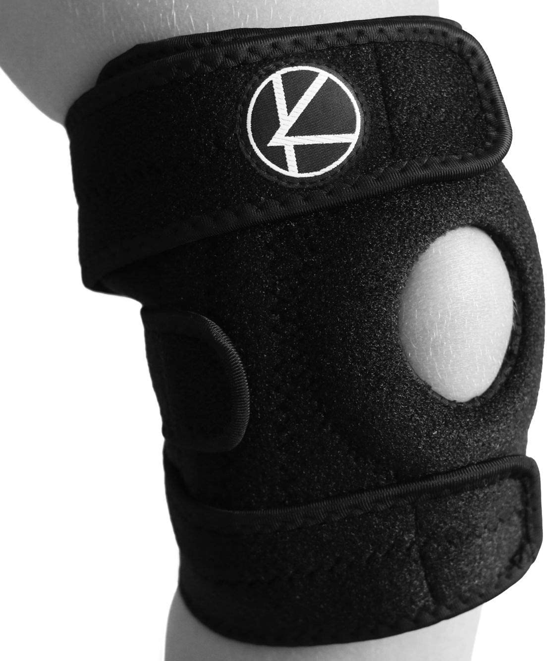 KARM Adjustable Kids Knee Brace Support - Knee Support for Youth, Arthritis,  ACL, MCL, LCL, Sports Exercise, Meniscus Tear, Dance. Open Patella Neoprene  Stabilizer Wrap for Children, Boys, Girls (Black) One Size